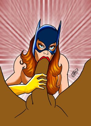 Barbara Gordon Batgirl sucking a beautiful black dick head xxx