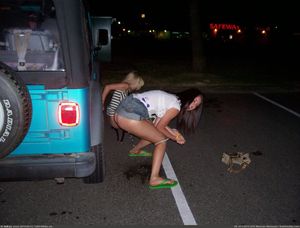 Teens peeing in the parking lot