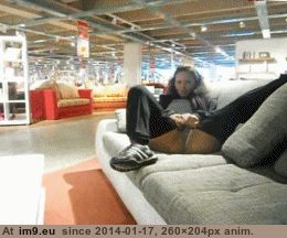 Teen peeing in a store