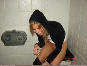 Peeing in a trash can