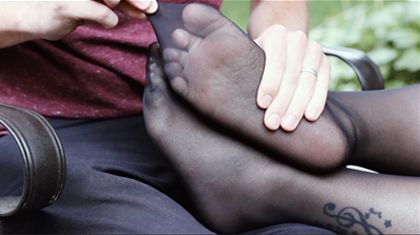 Foot Massage in Black Hose