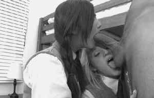 2 Hot Teen Sluts Sucking Cock