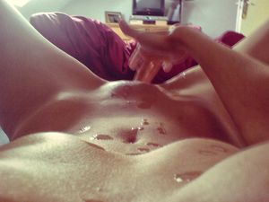 Watching him cum and seing his warm sperm on me was so hot I had to get off again.