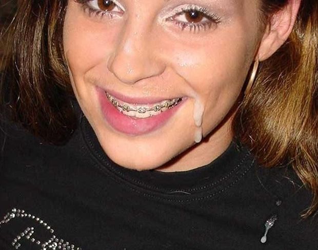 HS babe takes a load on her face and braces