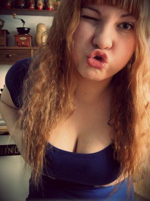 duck face teen pushing her fat tits together