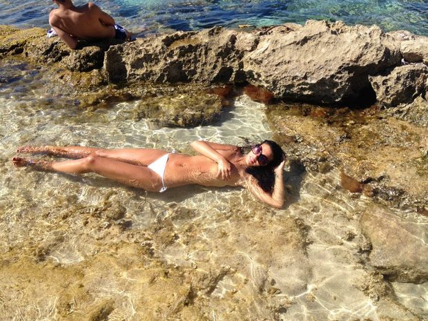 Sexy topless in the sea