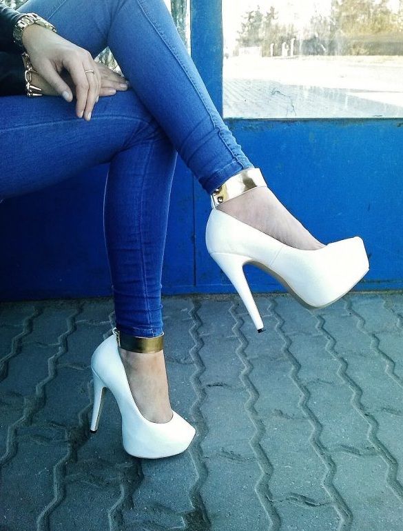 Just white high heeled platforms