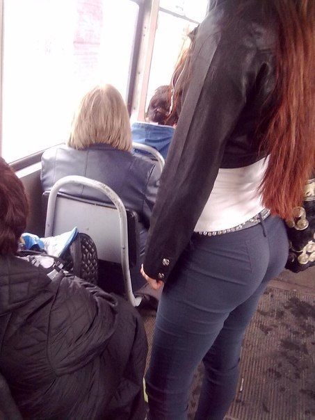 Bubble Butt Teen in Tight Pants on the Bus