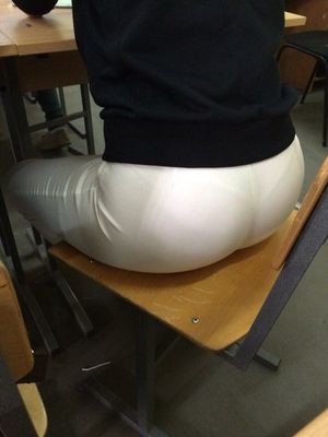 Teen Showing Thong in See-Through Legging