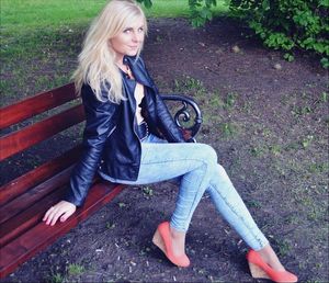 Blonde chick in the park