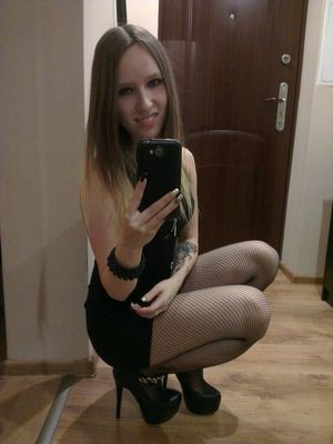 Nice blonde rookie in high heels and fishnet stockings