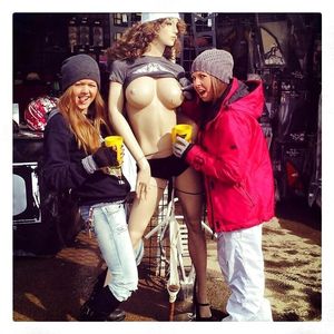 Woman with a hot naked statue?