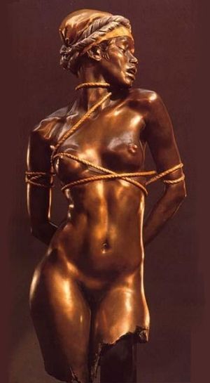 Bronze statue tied up