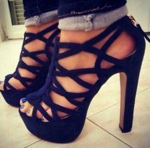 black strappy high heels