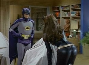 Julie Newmar bends over