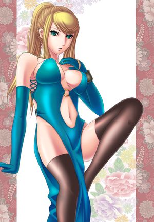 Samus in a sexy blue dress