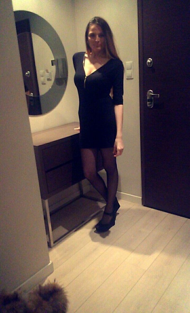 Dress on, sexy wedges on, stockings on too. It's time to go ut