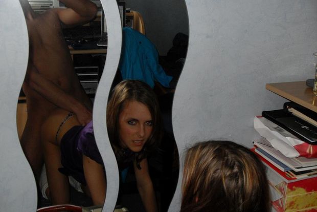 fucked doggy style in front of Ikea mirror 2