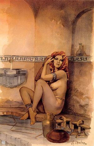 art by J Charles, Harem gal