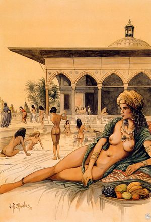 J. F Charles art: scenes in a harem