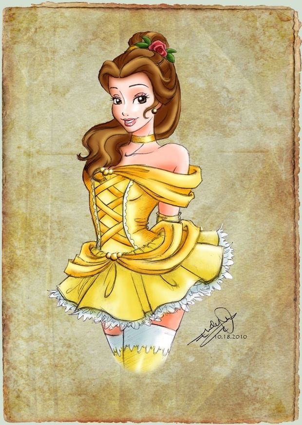 Toon Characters - Belle - Short skirt and stockings tease
