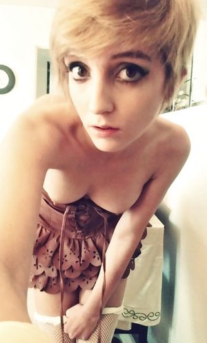 Cute short-haired teen selfshot