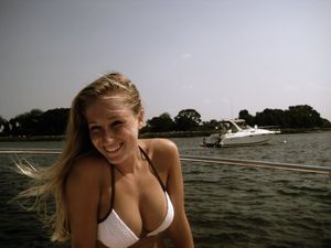 Hot blonde with gorgeous tits on a boat