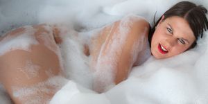 Lily in the bath with foam