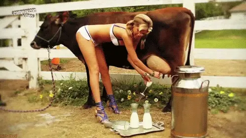 Cute milking women