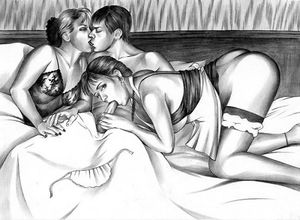 Sex In Art - Blowjob ffm threesome