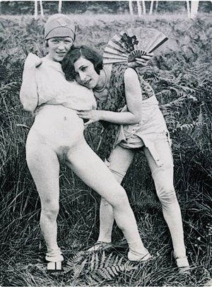 Two flappers taking sexy photos