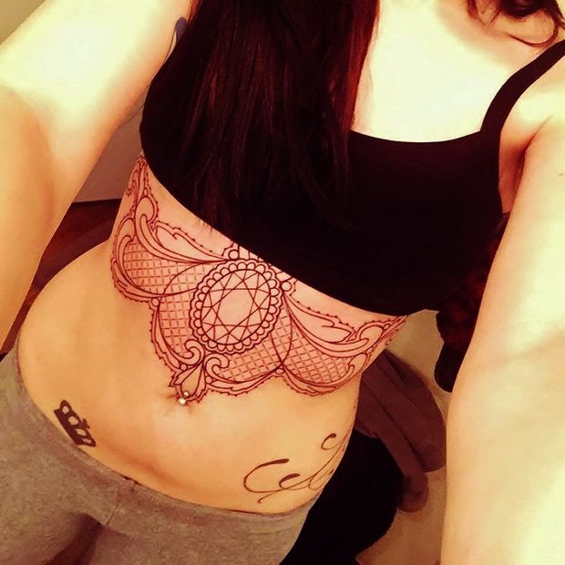 sexy satanic belly tat emo slut