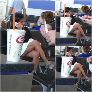 Short skirt at the airport