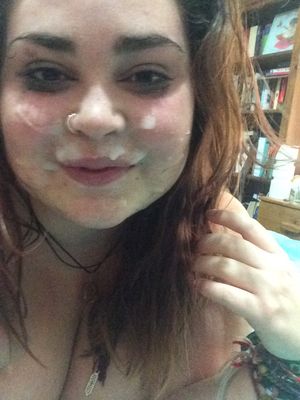 Fat chick covered in cum