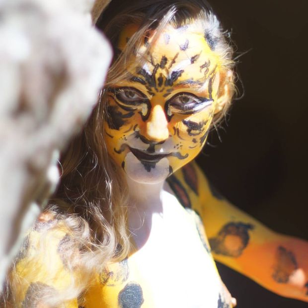 A #closeup of the #facepaint for Linz’s #jaguar transformation #bodyart #bodypainting #bodypaint #artist #paint #animalspirit