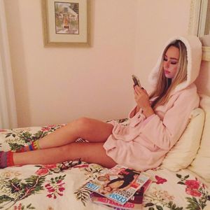 Hot teen blonde in pink robe