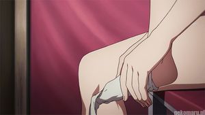 amagi brilliant park gif sento isuzu giirl solo dressing feet legs legwear white legwear pantsu pink pantsu thighhighs