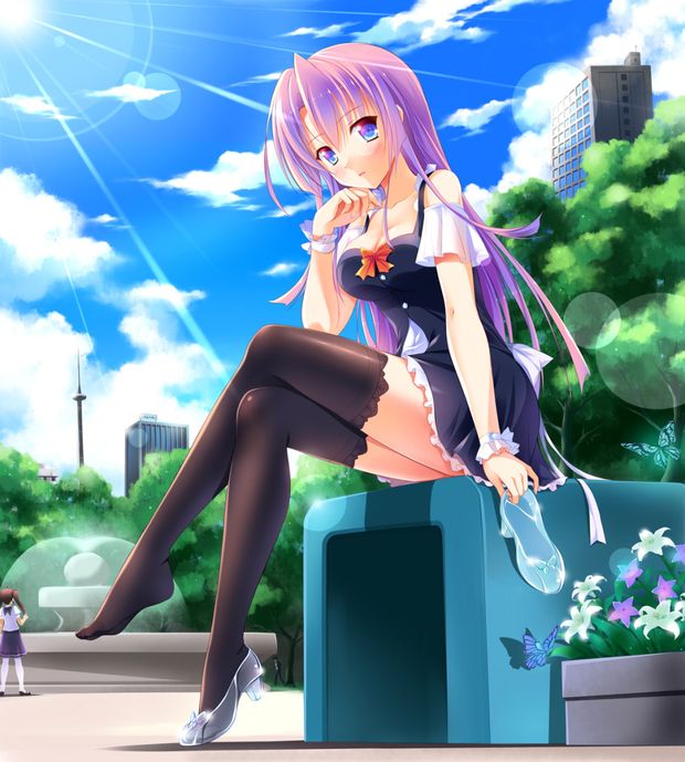 yagami-all hail nanao anime giirl image feet crossed legs thighhighs stockings foot fetish high heels