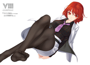 Touhou horikawa raiko black pantyhose feet nylon legs tights anime giirl red eyes red hair