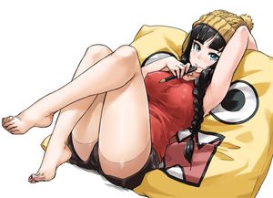 anime art giirl brown pantyhose feet nylon legs tights shorts erected nipple boobs