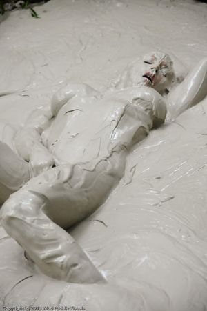 Une blonde se masturbe dans la boue