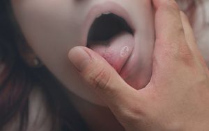 His fingers in her mouth, oral fixation, finger licking good, baby lips