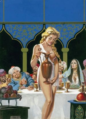 serving food, then later.....she will serve them herself, in every way they want.