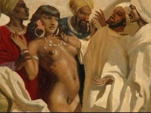 she dances to arouse them, then she satisfies them all, one at a time or in pairs, as they prefer.