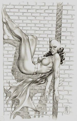 Batgirl scaling the wall