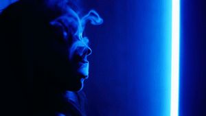 Smoke in blue light
