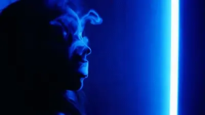 Smoke in blue light