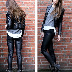 Teen in leather pants/jacket