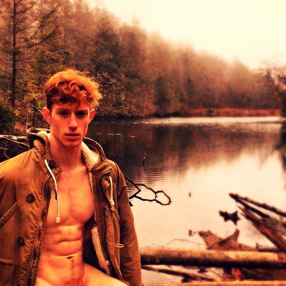 HOT Nearly Nude Redhead Guy By Lake