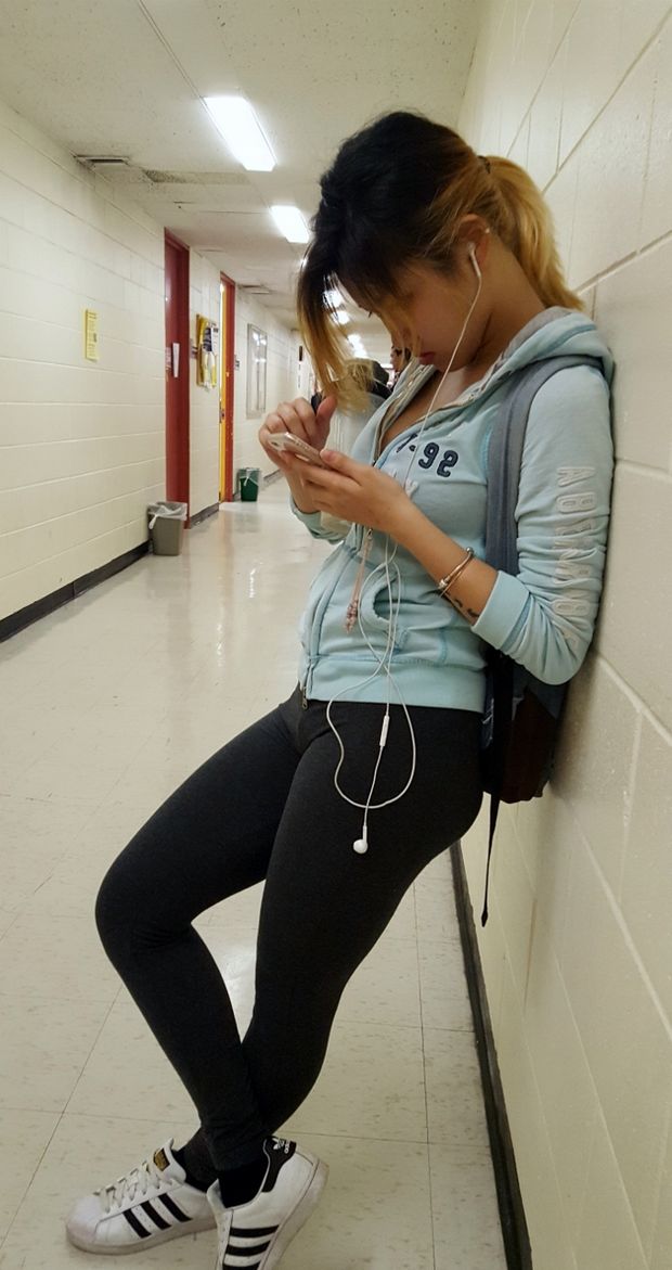 Beautiful Chinese College Student in Hallway